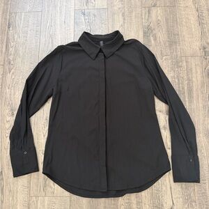 Amisu Black Long Sleeve Hidden-Placket Dress Shirt